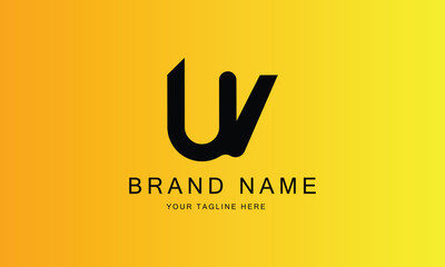 UV brand minimal professional creative black logo design for all kinds of business with yellow red gradient background template
