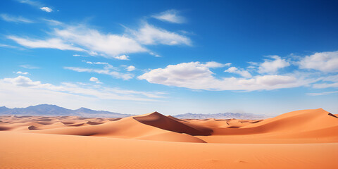 Fototapeta na wymiar Scenic Beauty of Arid Desert under a Blue Sky, A cloud in the sky with a blue sky Generative Ai 