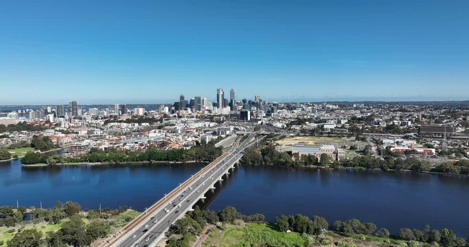 Perth CBD from east perth - showing the east perth power station