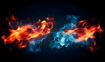 Ai generated texture of fire on a black background, fire flame, burning fire on a dark area, fire background, fire frame, fire flames background