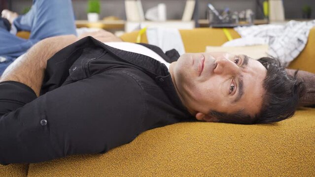 Sleepy man, always sleeping and laziness