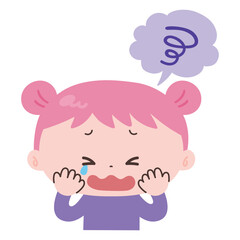 吹き出しともどかしい表情の女の子