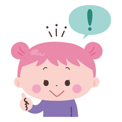 吹き出しとひらめく女の子