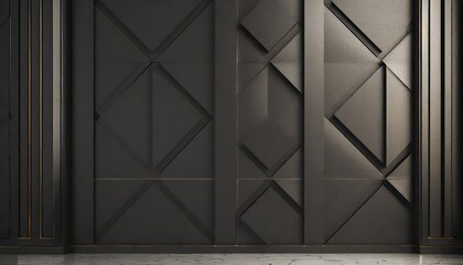 black and Banner illustration of a luxurious and noble 3D textured wall with intricate squares and rectangles, opulent and modern, interior design