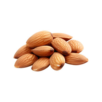 Almonds dryfruit heap isolated on transparent and white background