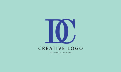 DC BLUE minimal professional creative minimalist brand logo design with yellow background
