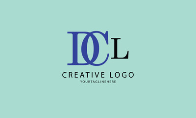 DCL black BLUE minimal professional creative minimalist brand logo design with yellow background
