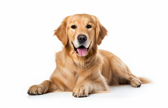 Golden retriever dog on isolated