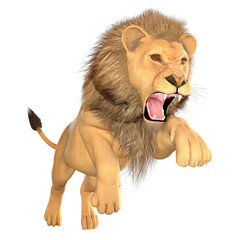 Obraz premium lion in a white 3d render isolated illustration