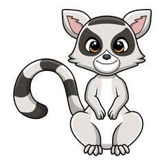 Cute lemur cartoon on white background