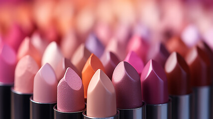 set lipstick background, delicate pastel shades, cosmetics, perfumes, makeup - obrazy, fototapety, plakaty