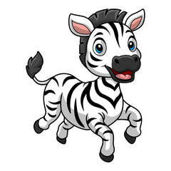 Cute zebra cartoon on white background