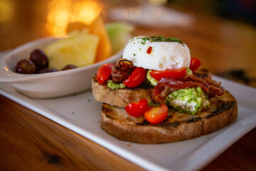 Avocado toast with eggs