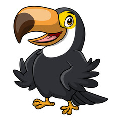 Cute toucan cartoon on white background