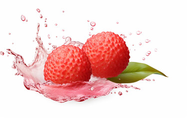 Lychee juice splash isolated on a white background