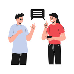 vector illustration of two people talking