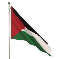 Palestine flag 3D render illustration, isolated on a white background