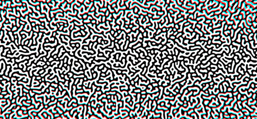 Abstract Turing ornament halftone reaction diffusion psychedelic background with Chromatic aberrations.