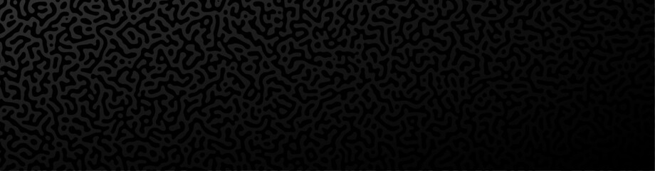 Abstract black monochrome reaction diffusion psychedelic pattern background. Organic line art biological wallpaper. Turing generative algorithm design.