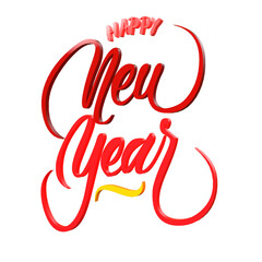 3D typography Happy NewYear icon isolated render illustration