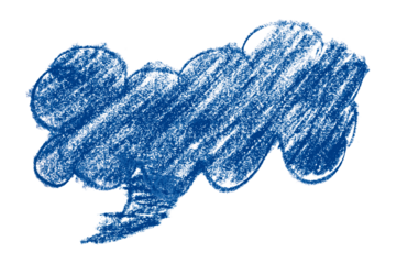 blue brush painting speech bubbles isolated on transparent background.