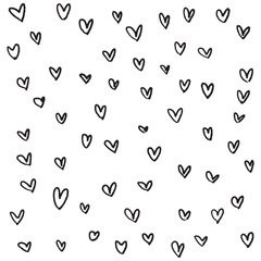 Hand drawn hearts. Design elements for Valentine's day. Hand drawn rough marker hearts isolated on white background. Set of unique hand drawn hearts. Painted design elements.