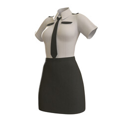 3D Uniform Office Woman isolated 3D Render Illustration