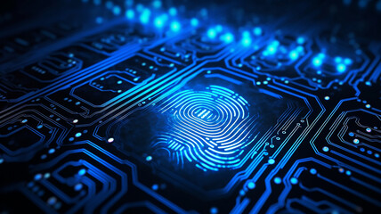fingerprint detector, sensor pattern of papillary lines on a computer chip, fictional graphics