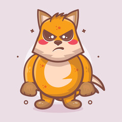 serious fox animal character mascot with angry expression isolated cartoon