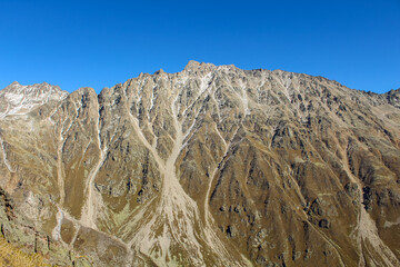 Beautiful mountain with the evidence of the landslide in Mount Elbrus region