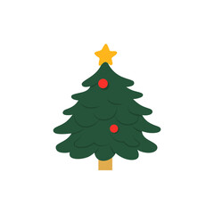 Orange Black Green Christmas Spruce and Cute Snow Graphic Element