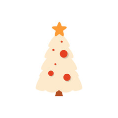 Orange Black Green Christmas Spruce and Cute Snow Graphic Element