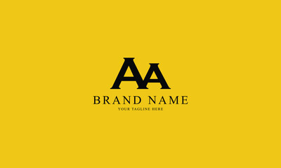 AA DOUBLE black minimal professional creative minimalist brand logo design with yellow background
