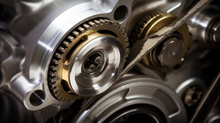 gears replacement of the timing belt in the engine, abstract background texture of the mechanism of the car engine fictional graphics