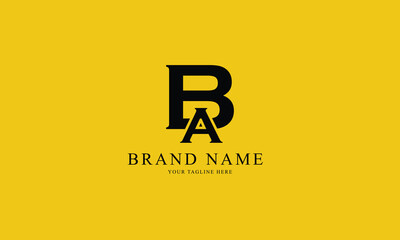 BA AB  black minimal professional creative minimalist brand logo design with yellow background
