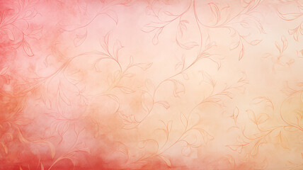 scarlet background, red with barely noticeable floral ornament, surface, wall vintage blurred with copy space