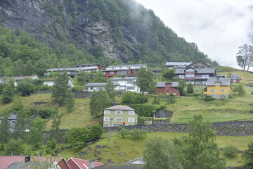 village in the fjords in geiranger norway 