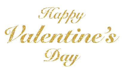 Obraz na płótnie Canvas Golden glitter happy valentines day text on transparent background. Valentines day background.