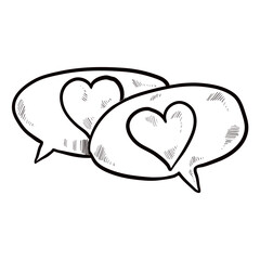 Bubble love chat handdrawn illustration
