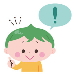 吹き出しとひらめく男の子