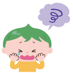 吹き出しともやもやする男の子