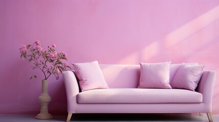 purple sofa in a room