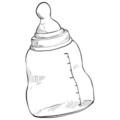 Milk bottle baby handdrawn illustration