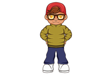 Cute Cool Boy Character Design Illustration
