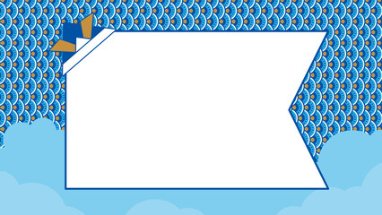 子どもの日向け　こいのぼりのウロコとシルエットのフレーム（横向き16:9）