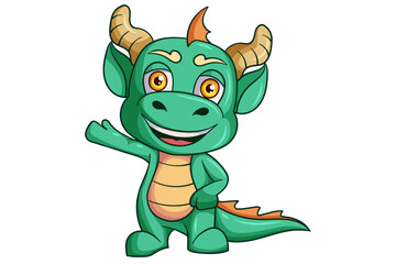 Cute Dragon Character Design Illustration