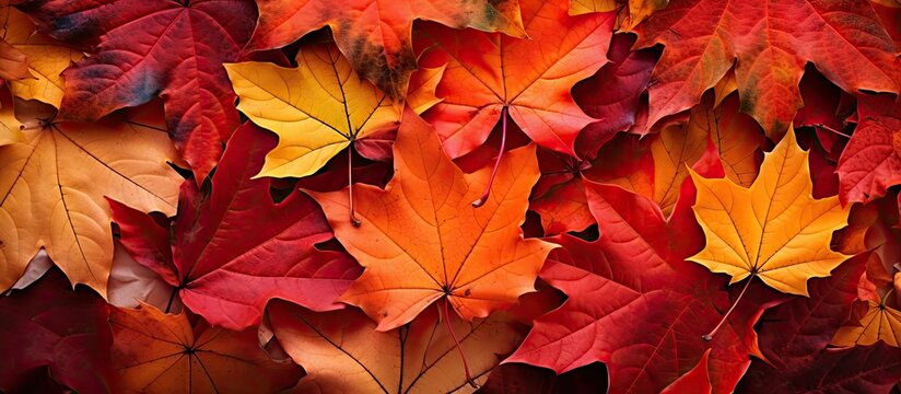 Fallen leaves in vibrant shades of orange and red during the autumn season