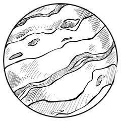 Jupiter planet handdrawn illustration