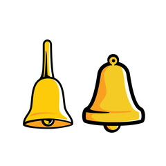 vector illustration of a set of yellow Christmas bells