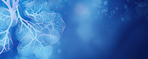 wireframe low poly lung on dark blue background, radiology and medicine, innovation and medical technology concept - obrazy, fototapety, plakaty